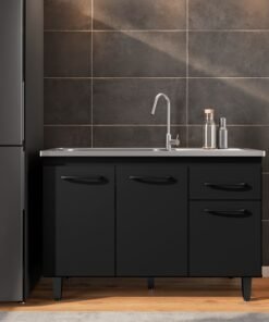 Balcão de cozinha França para pia 1,18 - Preto