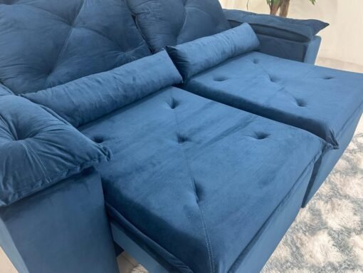 Sofá Retrátil Reclinável Brasão 2.00m- Azul Veludo - Imagem 3