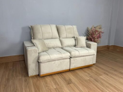 Sofá Retrátil Reclinável Oásis 1.80m - Bege Veludão - Imagem 7