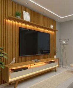 Rack Requinte com Painel Nobre 85" -  Naturale/Off White