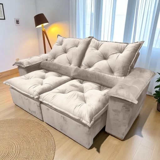 Sofá Retrátil e Reclinável Grécia 2,00 m Bege - QUINE ESTOFADOS - Imagem 2