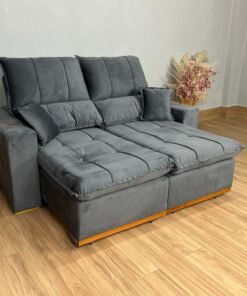 Sofá Retrátil Reclinável Oásis 1.80m - Cinza Veludão