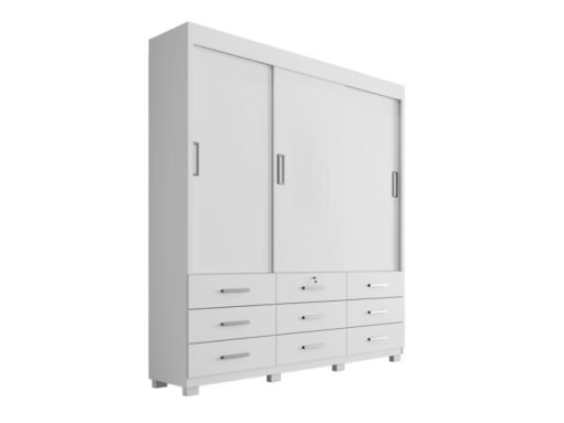 Guarda-Roupa Itapema II 3 portas de correr Sem espelho 9 gavetas - Branco - Imagem 2