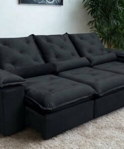 Sofá Retrátil Reclinável Israel – 2.75m – Preto Veludo