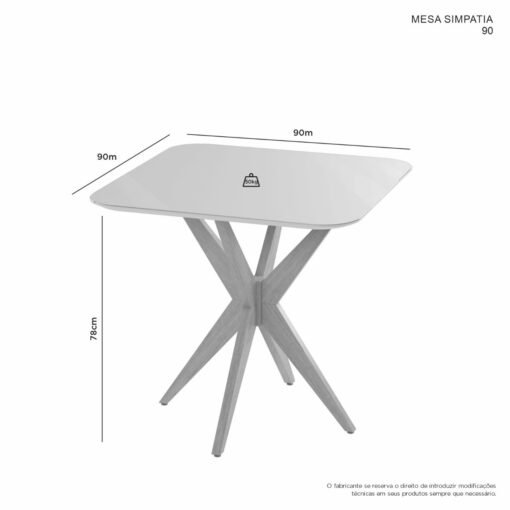 Mesa de Jantar Simpatia 0.90x0.90 Quadrada - Cinamomo - Imagem 2