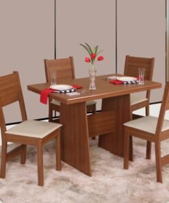 Mesa de Jantar Destak 1.08x0.68 com 4 Cadeiras Milena - Naturale