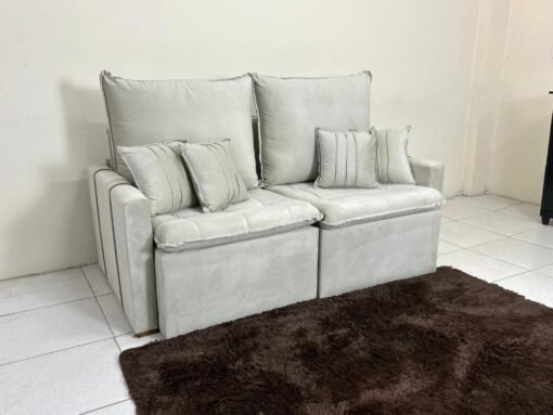 Sofá Cama Chicago Plus 1.80m - Bege Veludo - Imagem 2