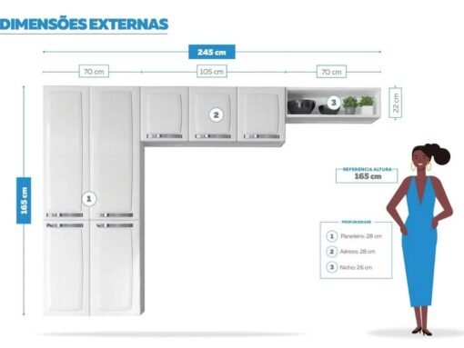 Cozinha Completa Rose 3 peças Aço - Branco - Imagem 9