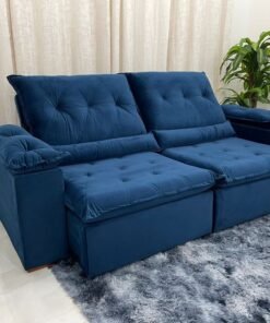 Sofá Retrátil Reclinável Las Vegas 2.30m - Azul Veludão