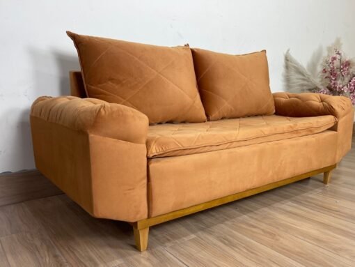 Sofá 3 lugares Berlim 2.00m - Terracota Veludo - Imagem 3