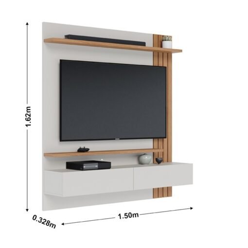 Home Suspenso Juriti Larg. 1.50m para TV até 65 Polegadas Off White/Freijó Colibri - Imagem 6