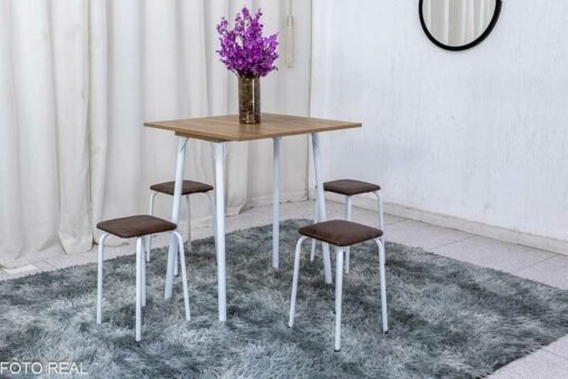 Mesa dobrável Bali C/ 4 Tamboretes Marrom Teixeira