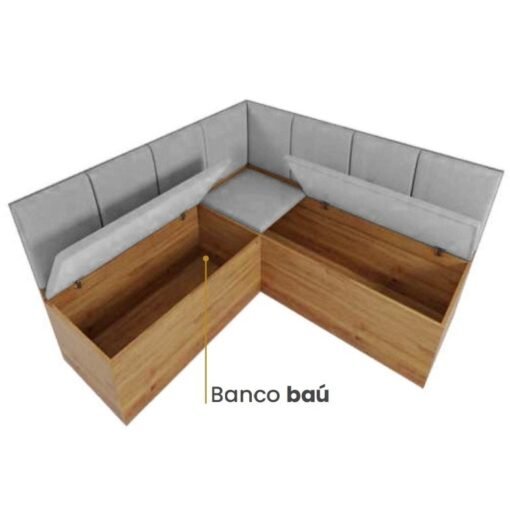 Conjunto Canto Alemão + Mesa Mon/Soberano Mel/Blonde + 2 Cadeiras Milão Mel/Linho Inox - VIERO MÓVEIS - Imagem 2