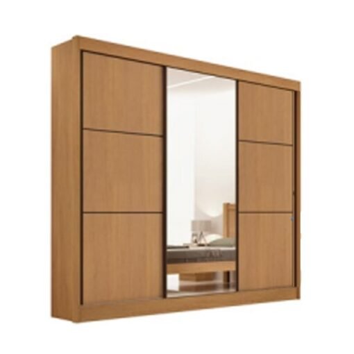 Roupeiro Casal Cristal Cinamomo/Off 3 Portas 6 Gavetas C/ 1 Espelho Portas Flex 100% MDF Larg. 2.42m - D Doro - Imagem 4