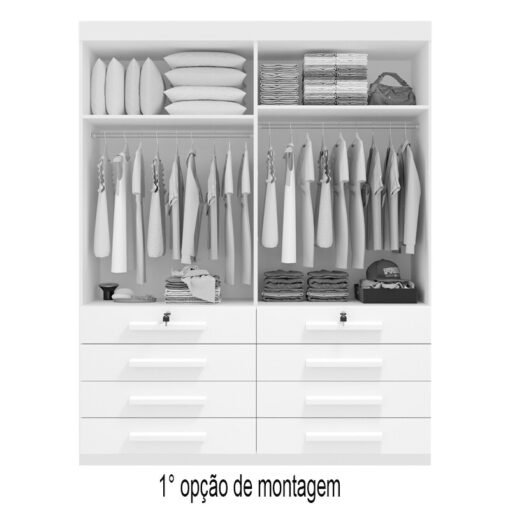 Guarda-Roupa Solteiro Mônaco 4 Portas 8 Gavetas Cinamomo/Off Larg. 1.60m D Doro - Imagem 2