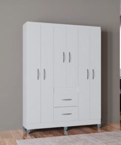 Guarda-Roupa 6 Portas Milão 1,35 m Branco - POQUEMA