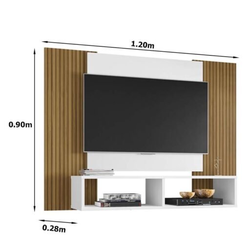 Painel Navi para TV até 47 Polegadas Branco Ripado Bechara - Imagem 3
