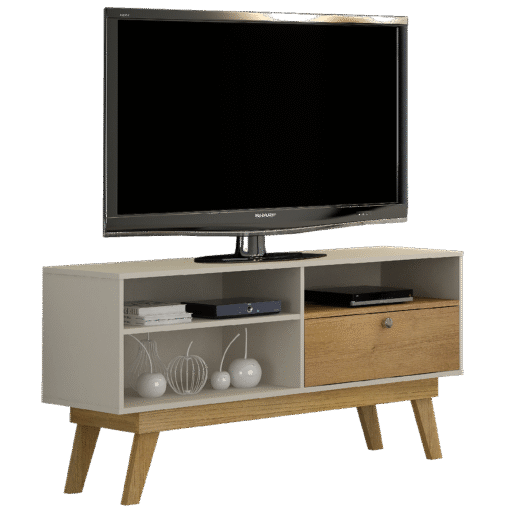 Rack até 50" Houston Off White/Cinamono - VALDEMÓVEIS - Imagem 2