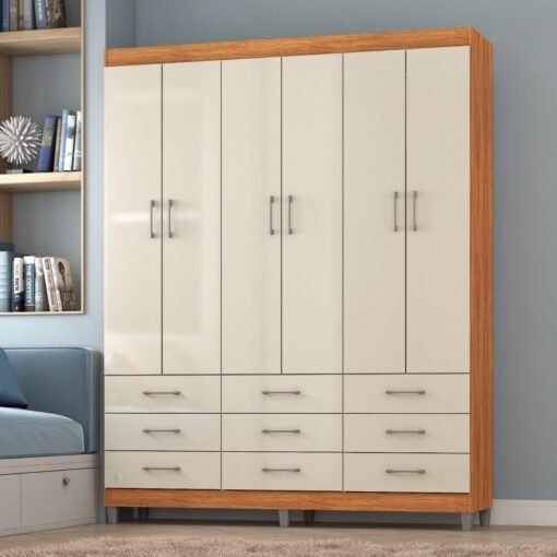 Guarda-Roupa 6 Portas Paraty 3690 1,50 m Cinamono/Off White - FELLICCI