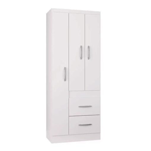 Roupeiro Solteiro Milão Branco 3 Portas 2 Gavetas Larg. 0.68m - Poquema - Imagem 3