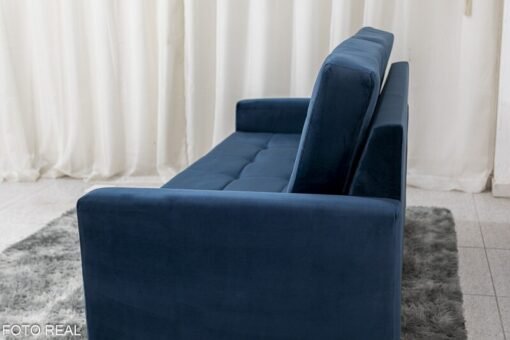 Sofá 3 lugares Living Áustria 1.70m Veludo Azul A16 - Imagem 4