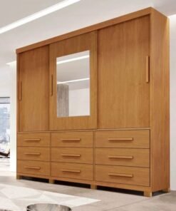 Guarda-Roupa 3 Portas(Com Pés)Athenas 1,80 m Nature – BIANCHI