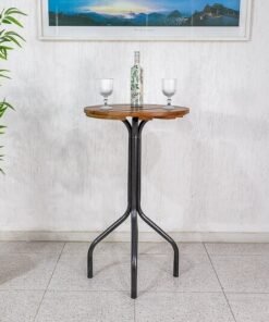 Mesa de Varanda Alta Goiás Tampo de Madeira 60X60 Redonda Teixeira