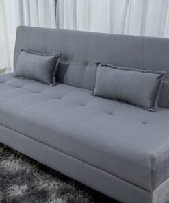 Sofá 4 lugares e Sofá Cama Casal Arpoador Veludo Cinza