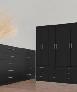 Guarda-Roupa 6 Portas Paraty 3690 + Cômoda 10 Gavetas Caribe Preto - Fellicci