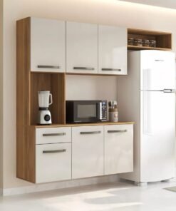 Cozinha Suspensa Belíssima 1,65 m Freijó/Off White - FIORELLO