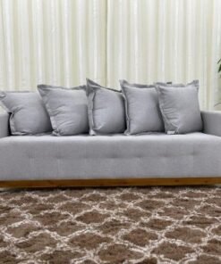 Sofá Cama Casal 4 Lugares e 5 Almofadas Feeling Tecido Veludo 210cm - Cinza