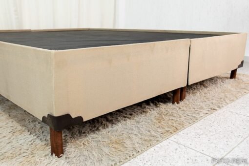 Base Box Queen Bipartida Zeus 162x200x38 Sued Capuccino SE - Imagem 3