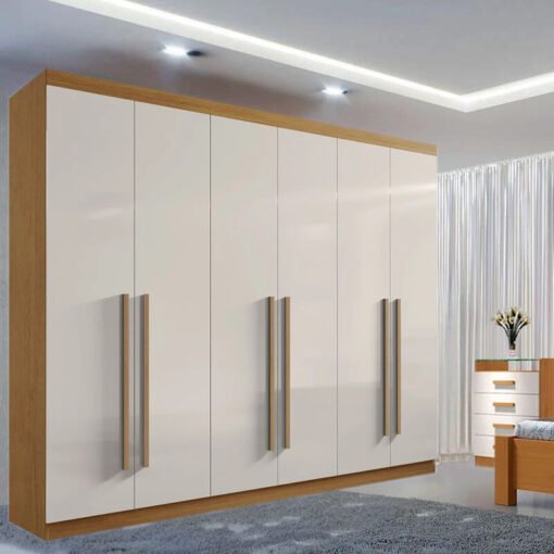 Roupeiro Casal Da Vinci Plus Cinamomo/Off 6 Portas 6 Gavetas 100% MDF Larg. 2.75m - D Doro