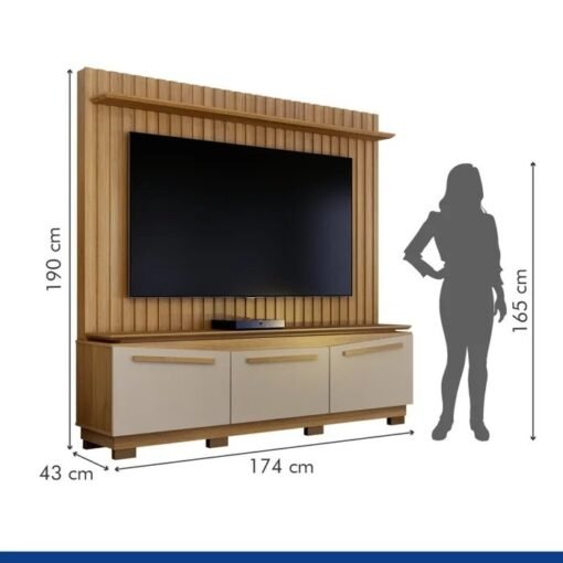 Home Theater até 75" Montreal Cinamono/Off White - VALDEMÓVEIS - Imagem 5