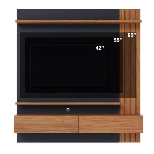 Home Suspenso Juriti Larg. 1.50m para TV até 65 Polegadas Noce Milano/Preto Colibri - Imagem 3