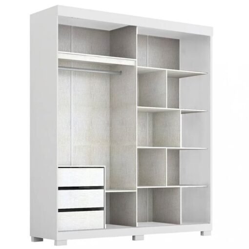 Roupeiro Heloisa Branco 2 Portas C/ 1 Espelho e Pés 100% MDF Larg. 1.80m - ACP - Imagem 3