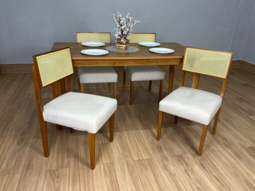 Mesa de Jantar Alegra 1.20×0.80 Com 4 Cadeiras Grécia – Cinamomo/Bege - Imagem 5