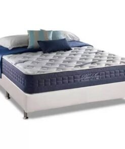 Colchão Casal Blue Sea D28 + Base Box Simples Corino Branco – ANJOS COLCHÕES + ALTO NÍVEL CAMAS E COLCHÕES
