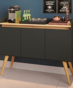 Buffet 3 Portas Gold Preto/Mel - MÓVEIS PRIMUS