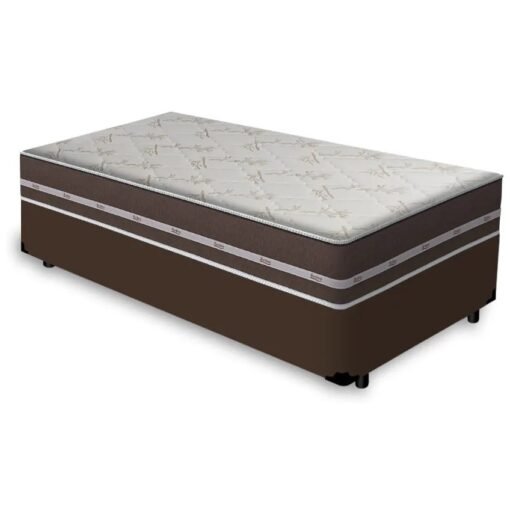 Colchão Solteiro Classic Superlastic D26 + Base Box Simples Corino Marrom – ANJOS + ALTO NÍVEL CAMAS E COLCHÕES