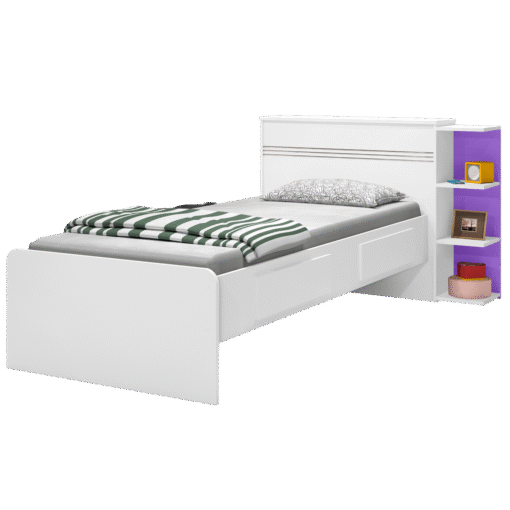 Cama Solteiro Baú Jade Branco/Lilás/Branco - J&A MÓVEIS - Imagem 8