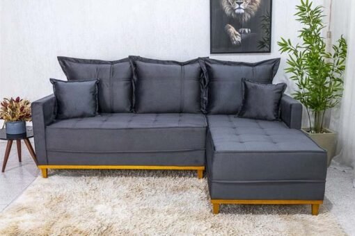 Sofá 3 Lug. Milão C/Chaise Lado Esquerdo Veludo Cinza 814 Larg. 2.30m - Molas Ensacadas