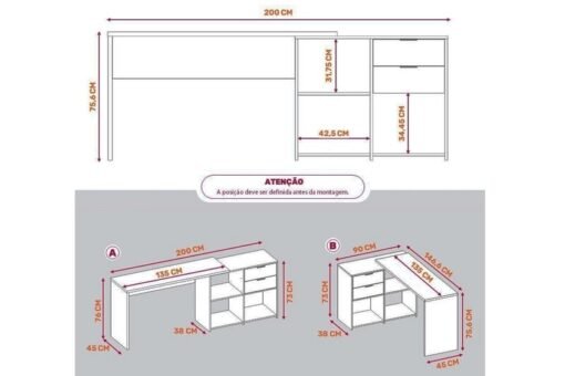 Mesa Office NT 2060 Branco 2 Gavetas Larg. 2.00m - Notável - Imagem 5