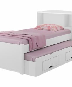 Cama Solteiro Milênio + Cama Auxiliar 2 Gavetas Branca - D Doro