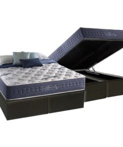 Colchão Queen Blue Sea D28 + Base Box Baú Corino Preto – ANJOS COLCHÕES + ALTO NÍVEL CAMAS E COLCHÕES