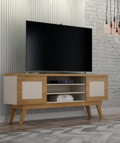 Rack até 65" Detroit Cinamono/Off White - VALDEMÓVEIS