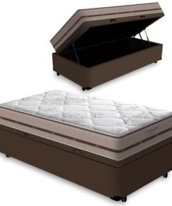 Colchão Solteiro Classic Ensacadas AG D70 + Base Box Baú Corino Marrom – ANJOS + ALTO NÍVEL CAMAS E COLCHÕES