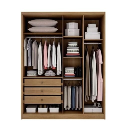 Modulado 1 Roupeiro Moderni 4 Pts +  2 Criado Rizon + 1 Canto Oblíquo Rizon  + 1 Aéreo 3 portas Rizon Cumaru/Fendi Novo Horizonte - Imagem 11