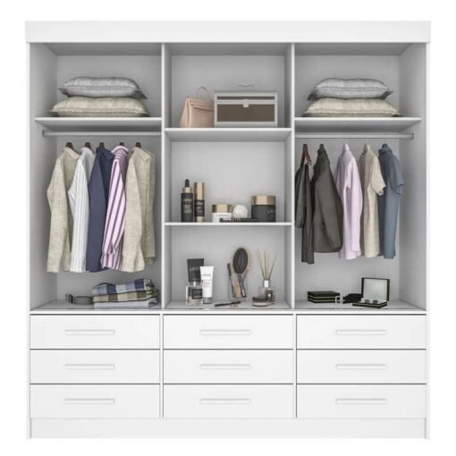 Guarda-Roupa Casal New Star 3 Portas Ripado 3D 9 Gavetas Com Espelho Cinamomo Sallêto - Imagem 3