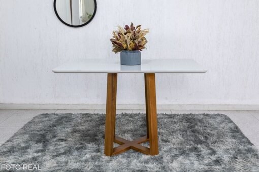 Mesa de Jantar Pedro Mel Vidro Off 120×80 4 Cadeiras Lisboa Veludo Preto 504 Madeira Maciça Art Assento - Entregue Montada - Imagem 7